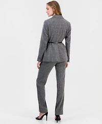 Anne Klein Womens Notched Collar Belted Jacket V Neck Sleeveless Knit Top Bootcut Pants