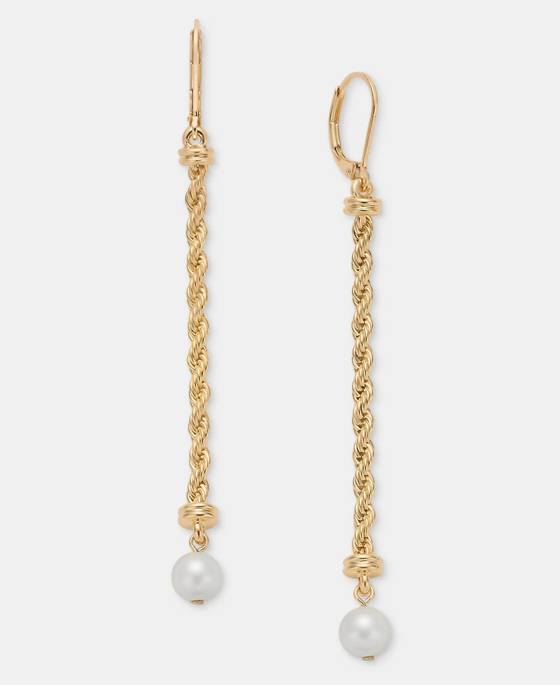 Lauren Ralph Lauren Imitation Pearl Rope Chain Linear Drop Earrings