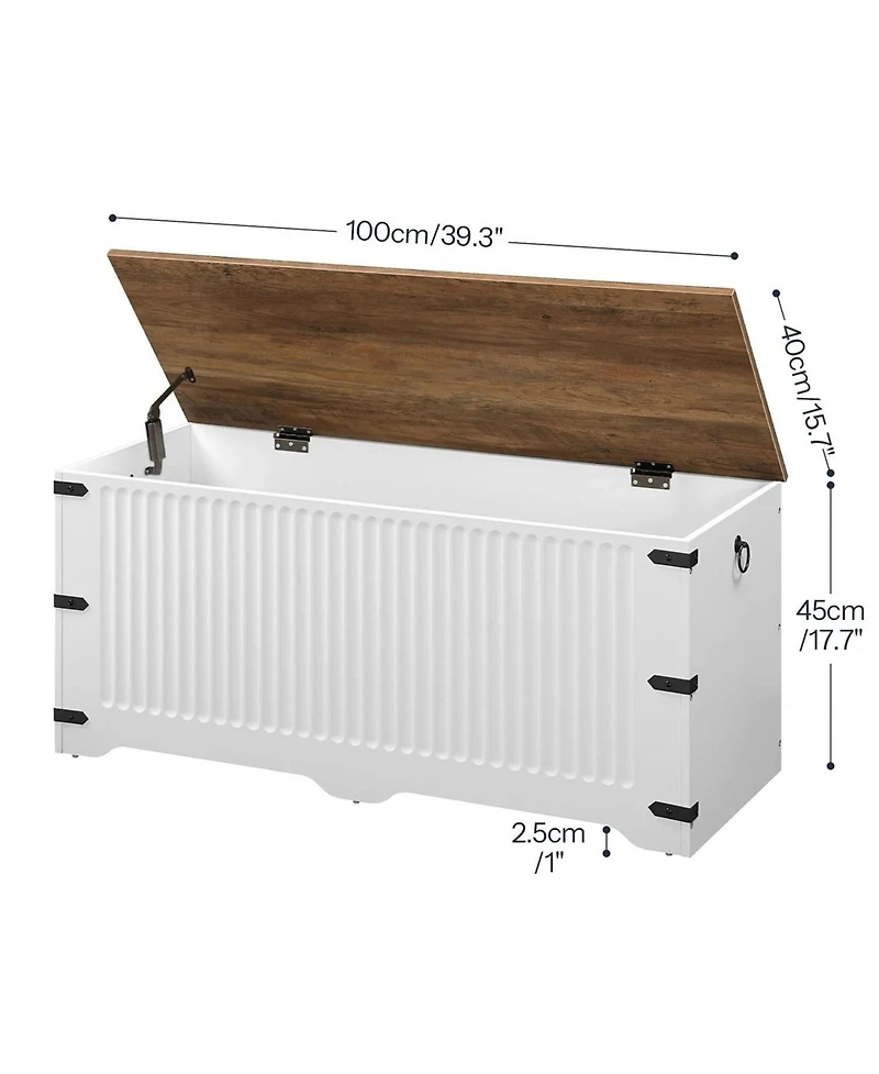 Slickblue Wooden Storage Bench with Safety Hinges, Farmhouse Style Seating