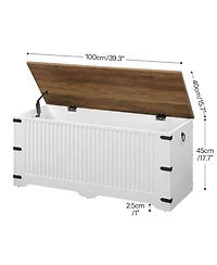 Slickblue Wooden Storage Bench with Safety Hinges, Farmhouse Style Seating