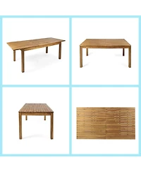 Asagikoiai 7-Piece Acacia Wood Patio Dining Set with Expandable Table and 6 Rope Chairs