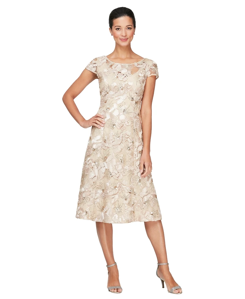 Alex Evenings Women's Boat Neck Dress