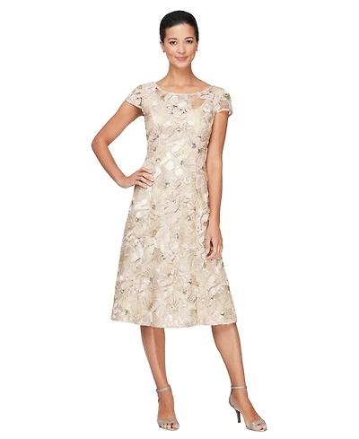 Alex Evenings Women's Boat Neck Dress