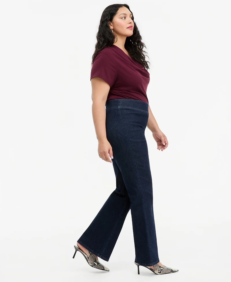 I.n.c. International Concepts Plus High-Rise Pull-On Flared Jeans, Macy's Exclusive