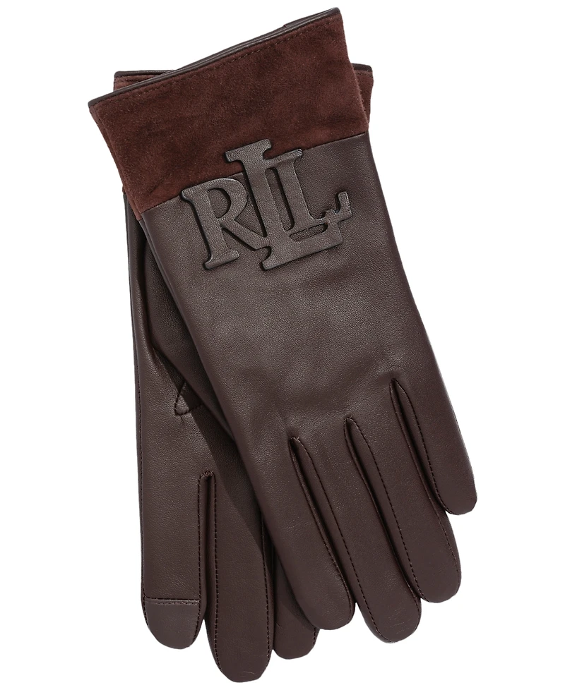 Lauren Ralph Women's Raised Logo Leather Touch Gloves