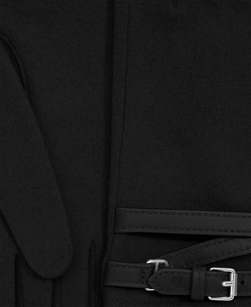 Lauren Ralph Leather Belted Cashmere Blend Touch Gloves