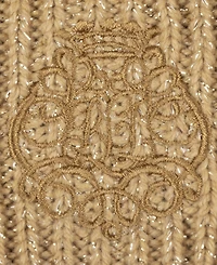 Lauren Ralph Metallic Direct Embroidery Cable Pom Beanie