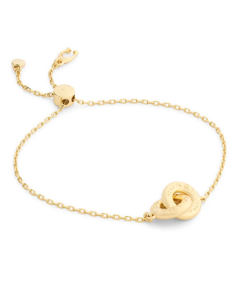 Coach Gold Logo Interlocking Ring Slider Bracelet