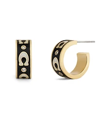 Coach Faux-Stone Signature C Enamel Huggie Earrings