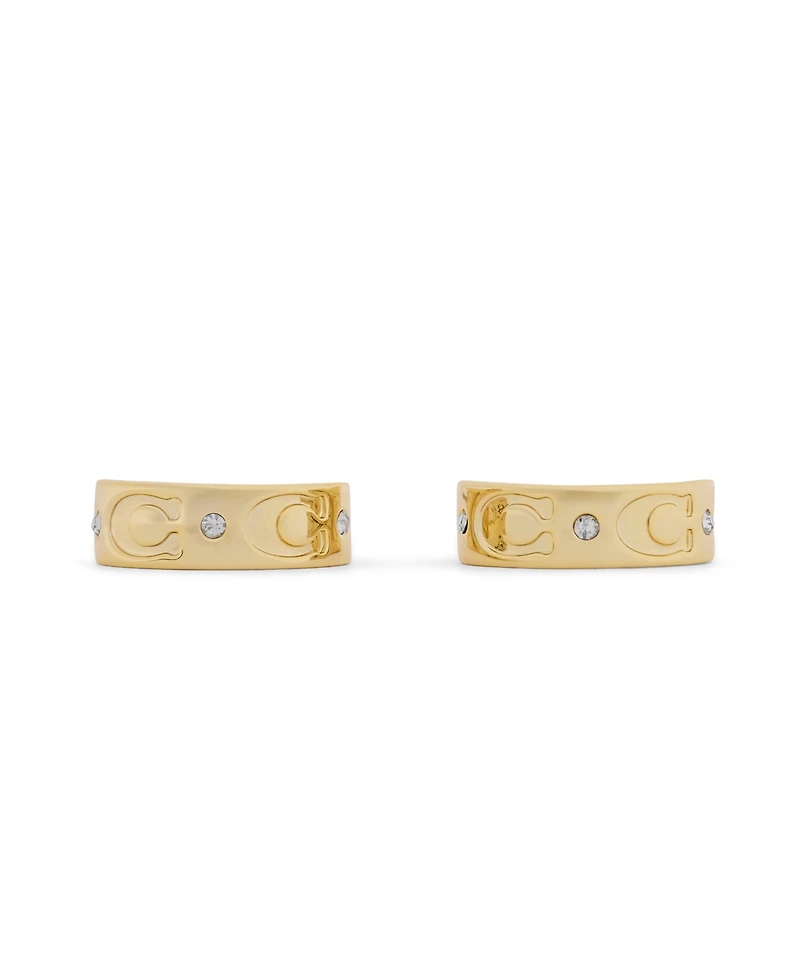 Coach Faux-Stone Signature C Stone Huggie Earrings