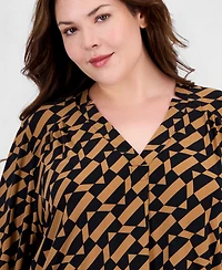 Anne Klein Essentials Plus V-Neck Long-Sleeve Top