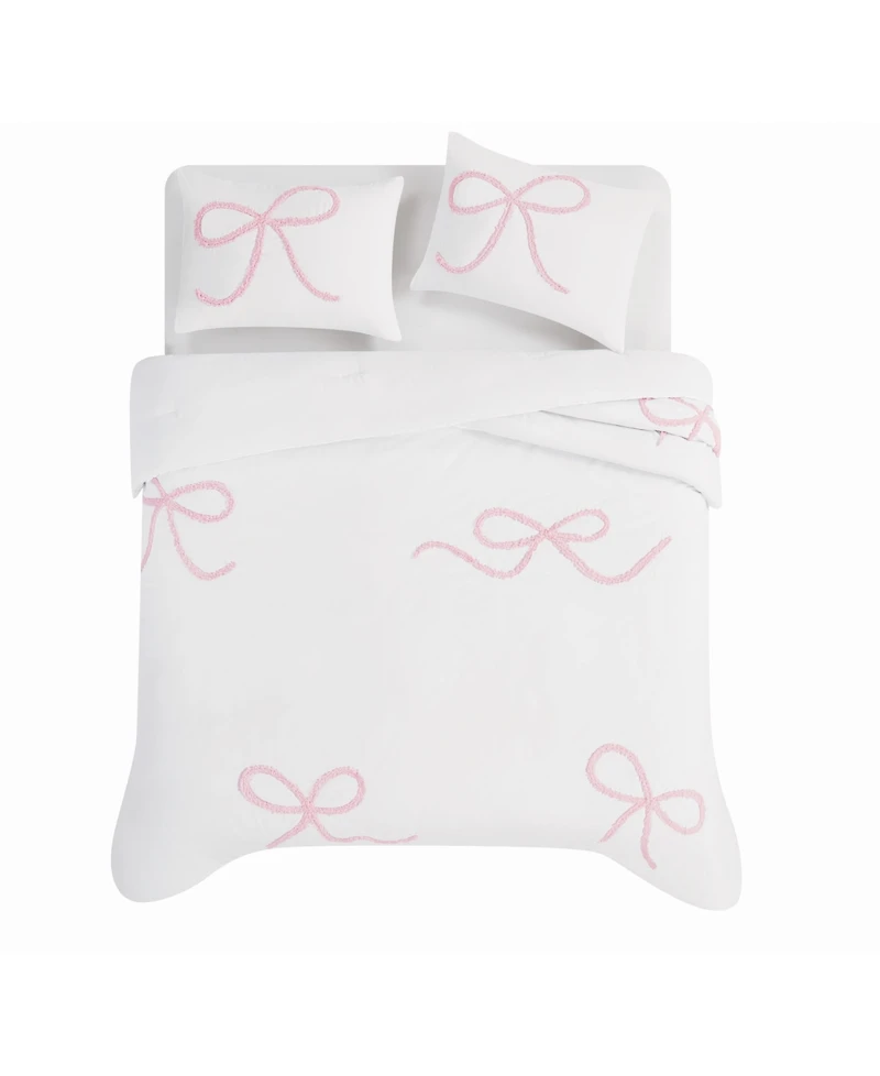 Truly Soft Textured Bow 3-Piece Comforter Set, Full/Queen
