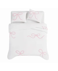 Truly Soft Textured Bow 3-Piece Comforter Set, Full/Queen