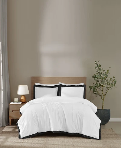 Brooklyn Loom Cotton Hotel Border 3-Piece Comforter Set, King