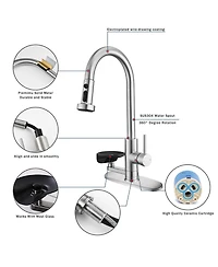 Phying 3-in-1 Kitchen Faucet with Press-Type Glass Rinser, High-Arc Pull-Down Sprayer Faucet