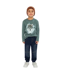 Deux par Deux Baby Boys French Terry Denim Jogger Pants Navy Blue