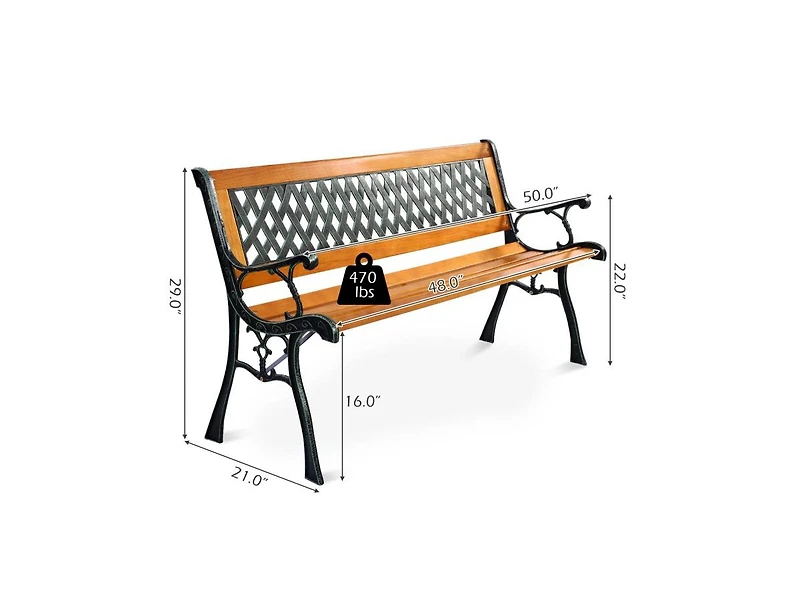 Mondawe Outdoor Cast Iron Patio Bench