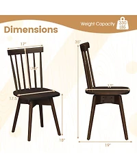Gymax Dining Chairs Set of 2 Mid Century Rubber Wood Kitchen Swivel Seat Walnut