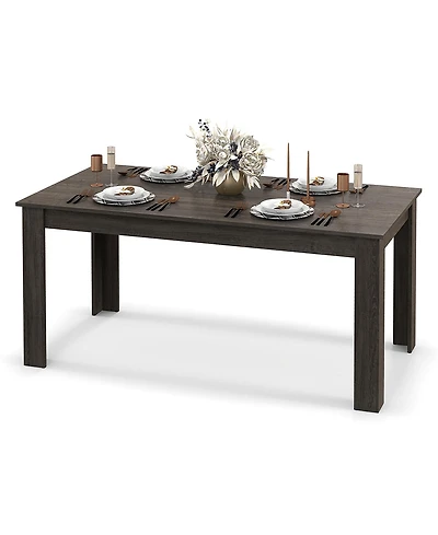 Gymax Dining Table for 4-6 People 63-inches Kitchen Table with L-shaped Le