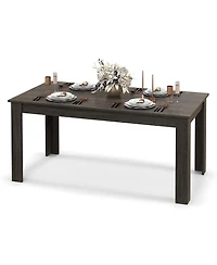 Gymax Dining Table for 4-6 People 63-inches Kitchen Table with L-shaped Le