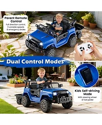 Gymax Kids Ride On Utv Car with Detachable TrailerParent Remote Control Light and Music