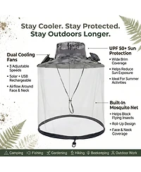 Ayamaya Solar Fan Hat with Mosquito Net, Upf 50+ Sun Protection and Dual Cooling Fans for Outdoor Activities