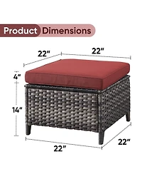 Pocassy 2 Pieces Outdoor Ottoman, All Weather Rattan Wicker Ottoman Seat, Patio Rattan Furniture, Outdoor Footstool Footrest Seat