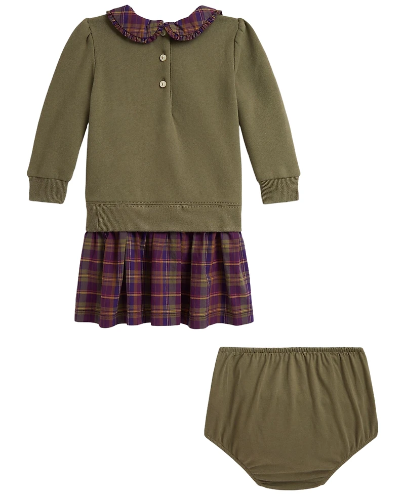 Polo Ralph Lauren Baby Girls' Bear Fleece Dress with Bloomer, 2-Piece Set