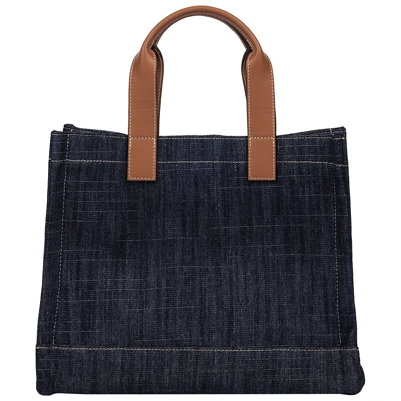 True Religion Women's Logo Denim Tote with Tote Dangle Charm