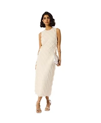 Whistles Women's Fringe Textured Midi Dress