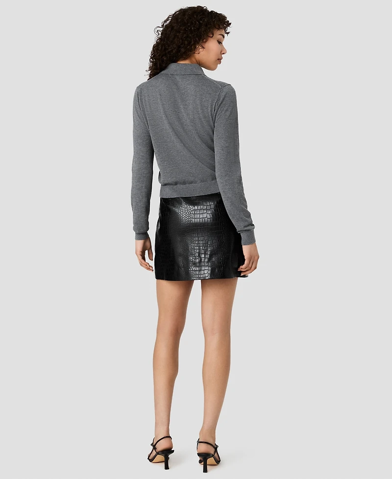 French Connection Women's Nola Fine Knit Collared Long-Sleeve Top
