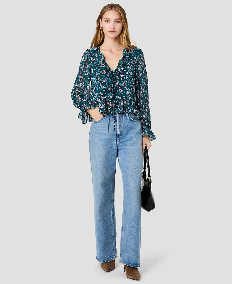 French Connection Women's Marina Tie-Front V-Neck Top