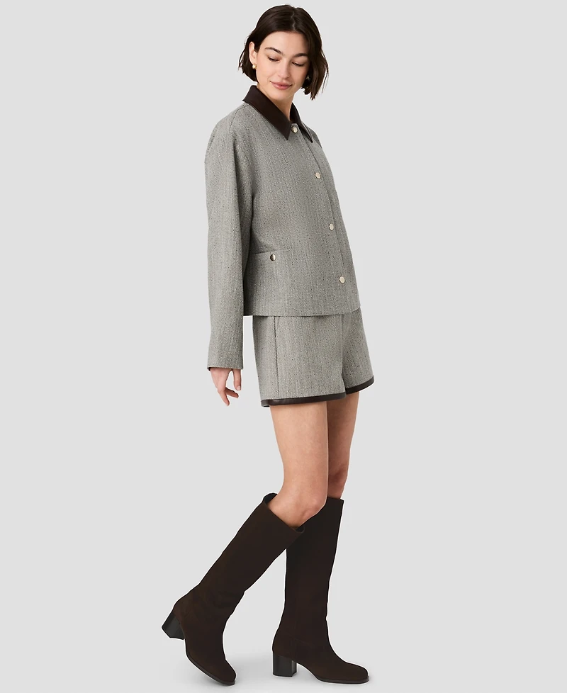 French Connection Women's Speckled Herringbone Cropped Jacket