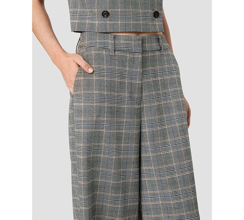 French Connection Women's Matteo Wide-Leg Plaid Trousers