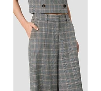 French Connection Women's Matteo Wide-Leg Plaid Trousers