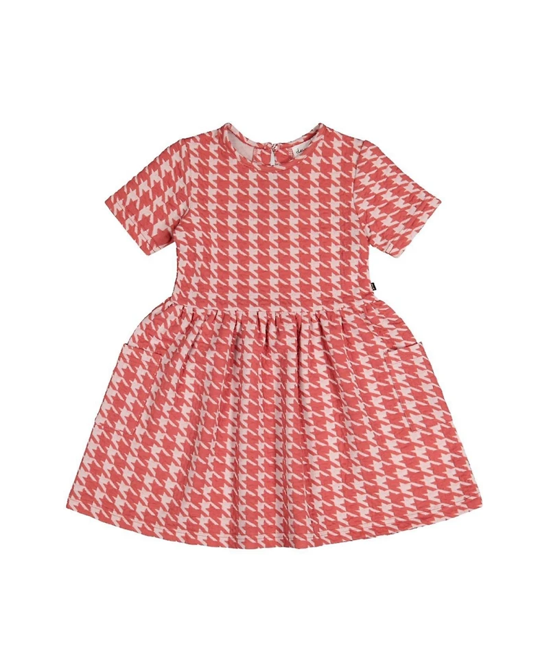 Deux par Girl's (6T-12T) Short Sleeve Dress with Pockets Houndstooth