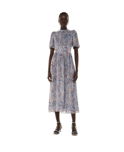 Whistles Women's High Neck Fit and Flare Midi Dress