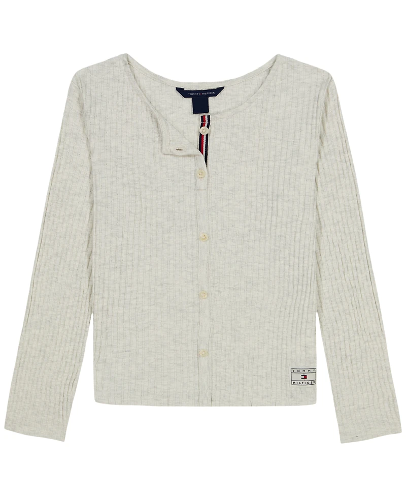 Tommy Hilfiger Girls' 7-16 Pointelle Rib Long-Sleeve Top