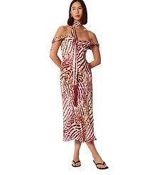 Whistles Women's Orchid Print Scarf Midi Dress