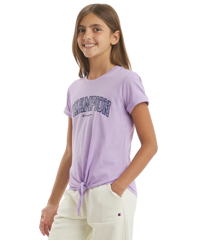 Champion Girls' 7-16 Tie Front Graphic Short-Sleeve T-Shirt