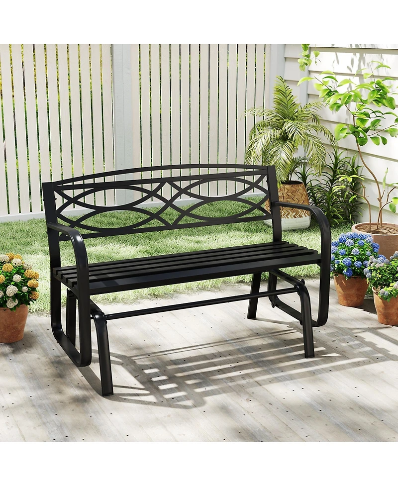 Slickblue Outdoor Glider Bench for 2 People with Metal Frame Patio Seating