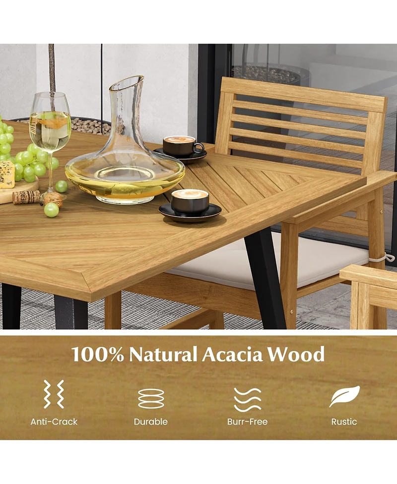 Gymax 42.5'' Outdoor Dining Table with 1.9'' Umbrella Hole Adjustable Foot Pads