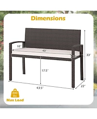 Gymax 2-Person Patio Loveseat with Removable Seat Cushion Metal Frame Backrest