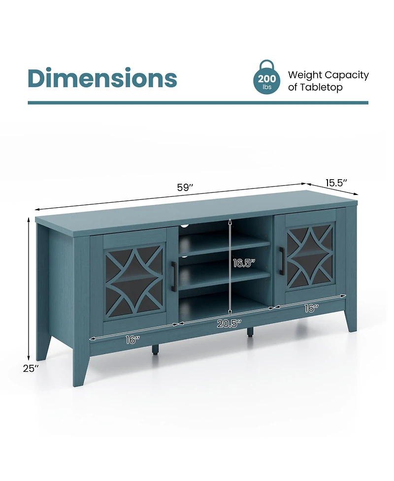 Slickblue Farmhouse Tv Stand for TVs up to 65 Inch with 4 Adjustable Shelves
