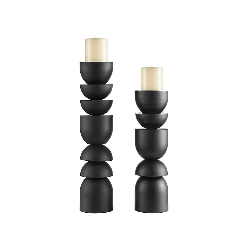 Danya B Stacked Sculptural Metal Candle Holder - Set of 2