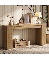 Tribesigns 35.4" Tall Farmhouse Console Table, 71" Wooden Sofa Table for Living Room, Modern Entryway Furniture