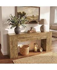 Tribesigns Solid Wood Console Table, 63-Inch Farmhouse Sofa Table Behind Couch for Entryway, Living Room, Hallway, Foyer, Easy Assembly