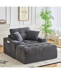 gaomon 63 inch Corduroy Chaise Lounge Chair No Assembly