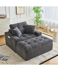 gaomon 63 inch Corduroy Chaise Lounge Chair No Assembly