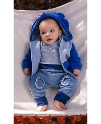 Deux par Deux Baby Unisex (0-24)months French Terry Denim Evolutive Pants Denim